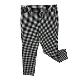 Old Navy 12 Pixie Ankle Pants Black White Gingham High Rise stretch Cotton Prep